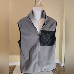 Timberland Men’s Fleece Vest Full Zip Gray Sleeveless Tree Logo Size Large